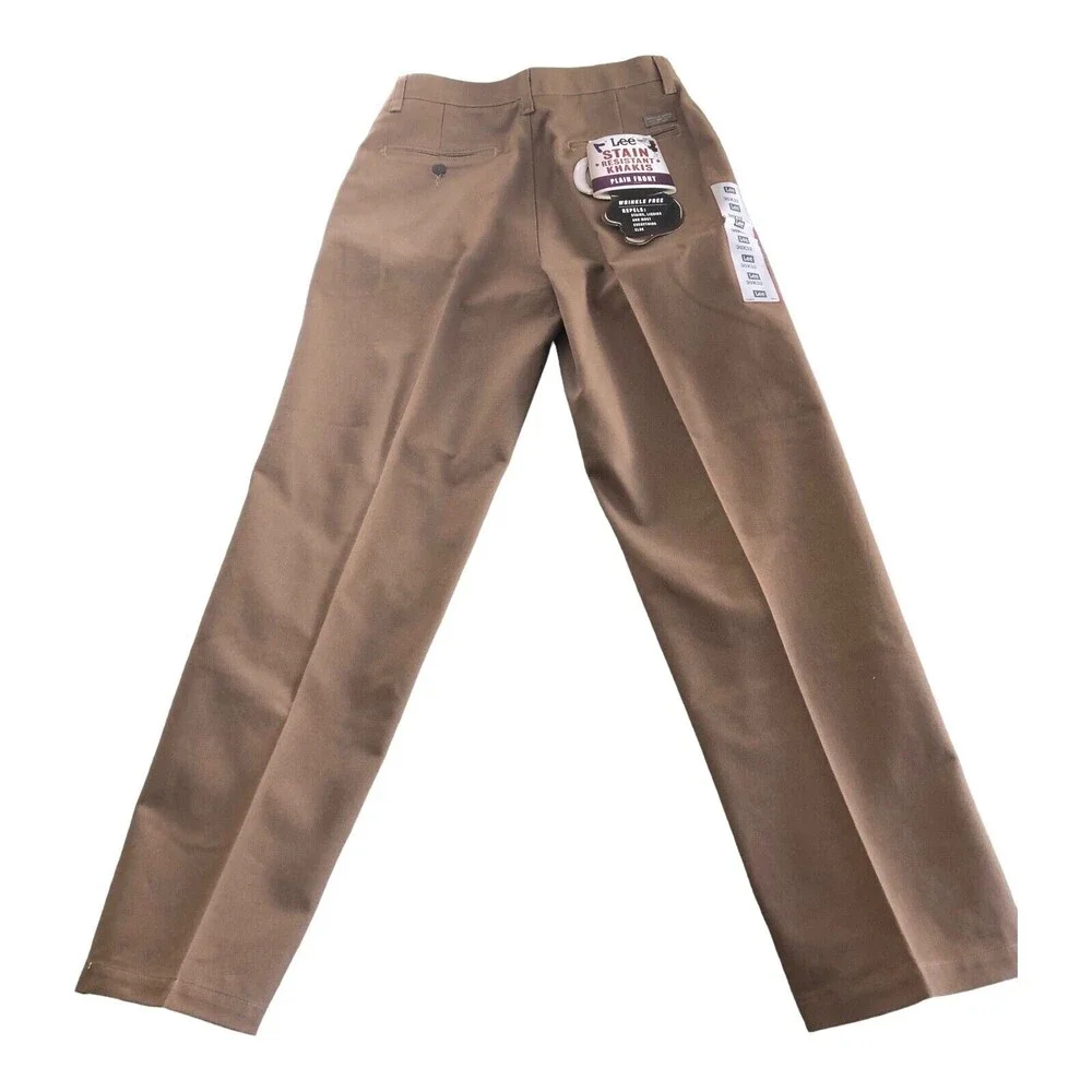Lee Stain Resistant Khakis Men 30x32 Plain Front Wrinkle Free Light Brown New - Picture 5 of 5